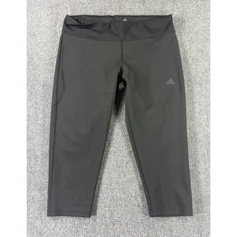 Adidas Climalite Womens XL Cropped‎ Leggings Black Gray Performance Tights Yoga